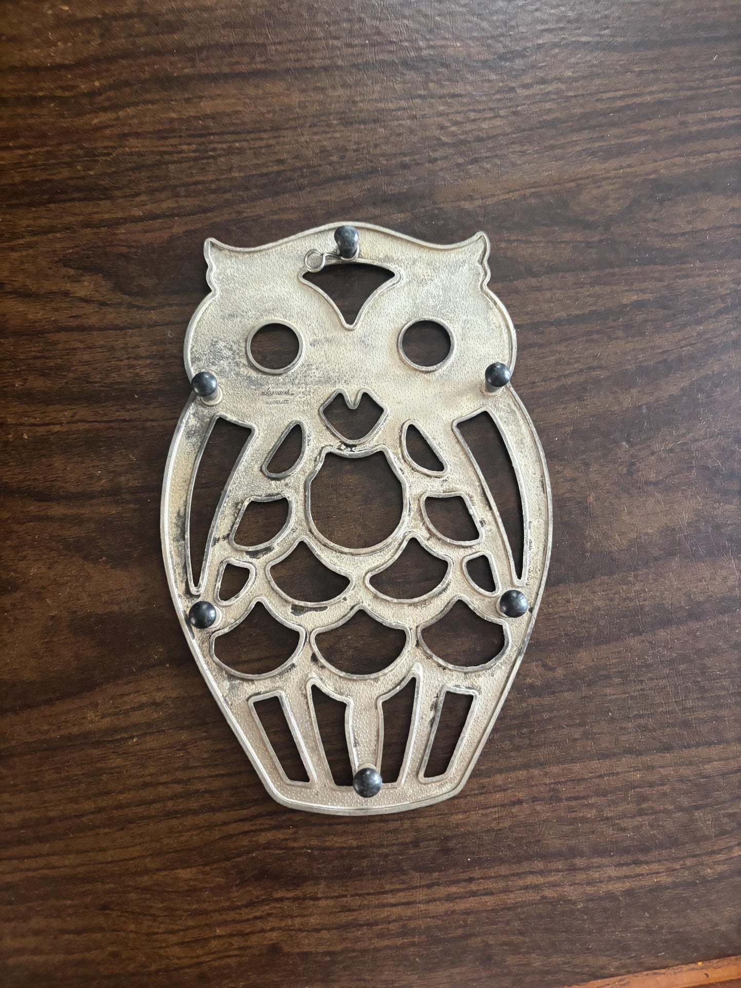 Vintage Silver Owl Trivet Signed Leonard Lover Antiques and Vintage