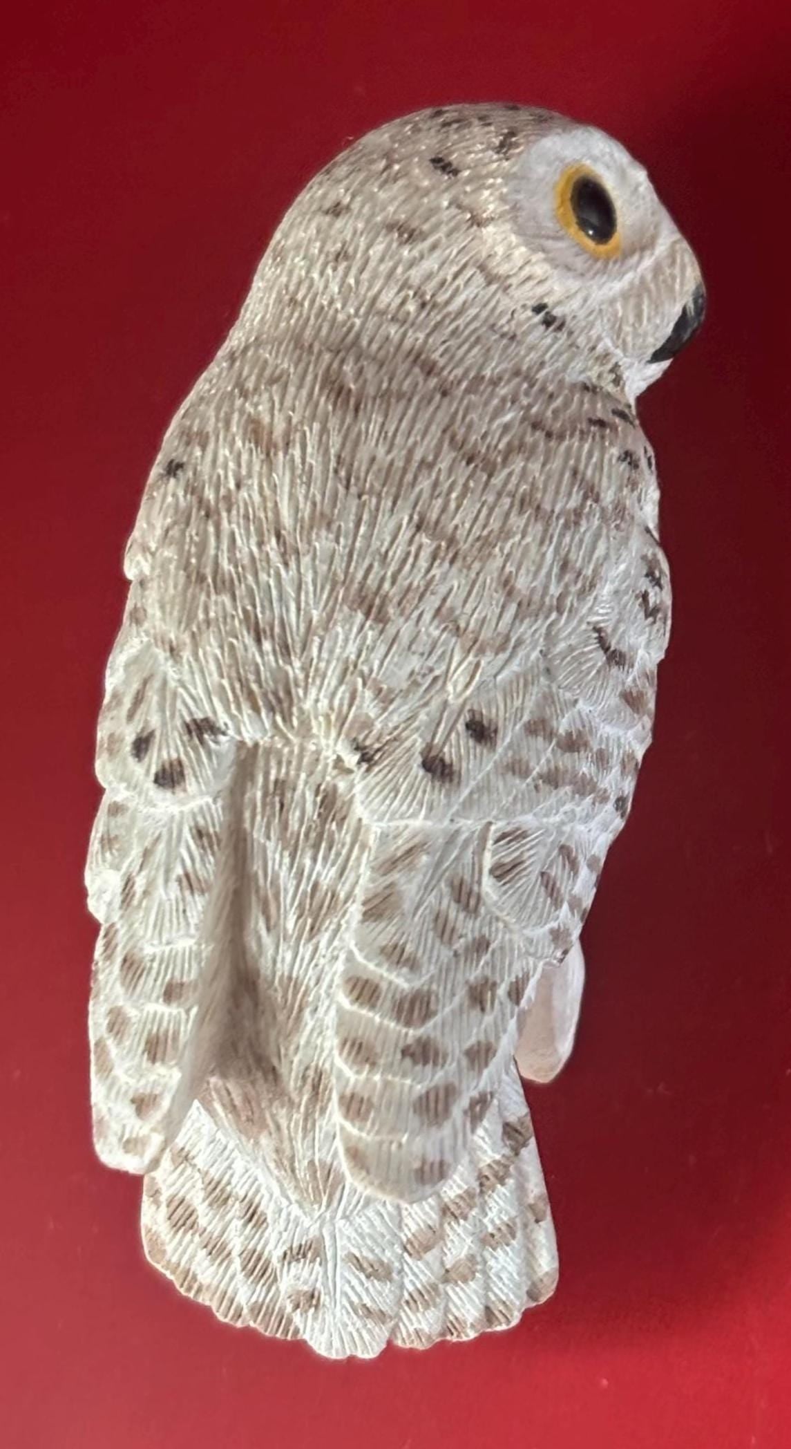 Vintage Snowy Owl Ceramic Figurine Land & Sea Collectible Glass Eyes Lover Antiques and Vintage