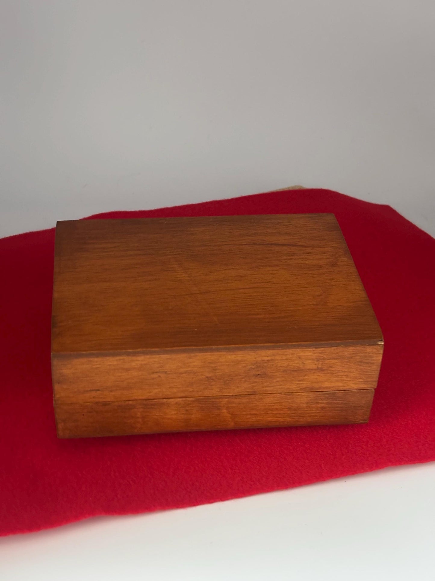 Vintage Cedar Wooden Box Lined Trinket Box Lover Antiques and Vintage