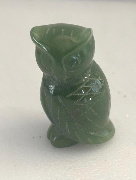 Vintage Carved Jade Great Horned Owl Jadeite Nephrite Owl Figurine Lover Antiques and Vintage