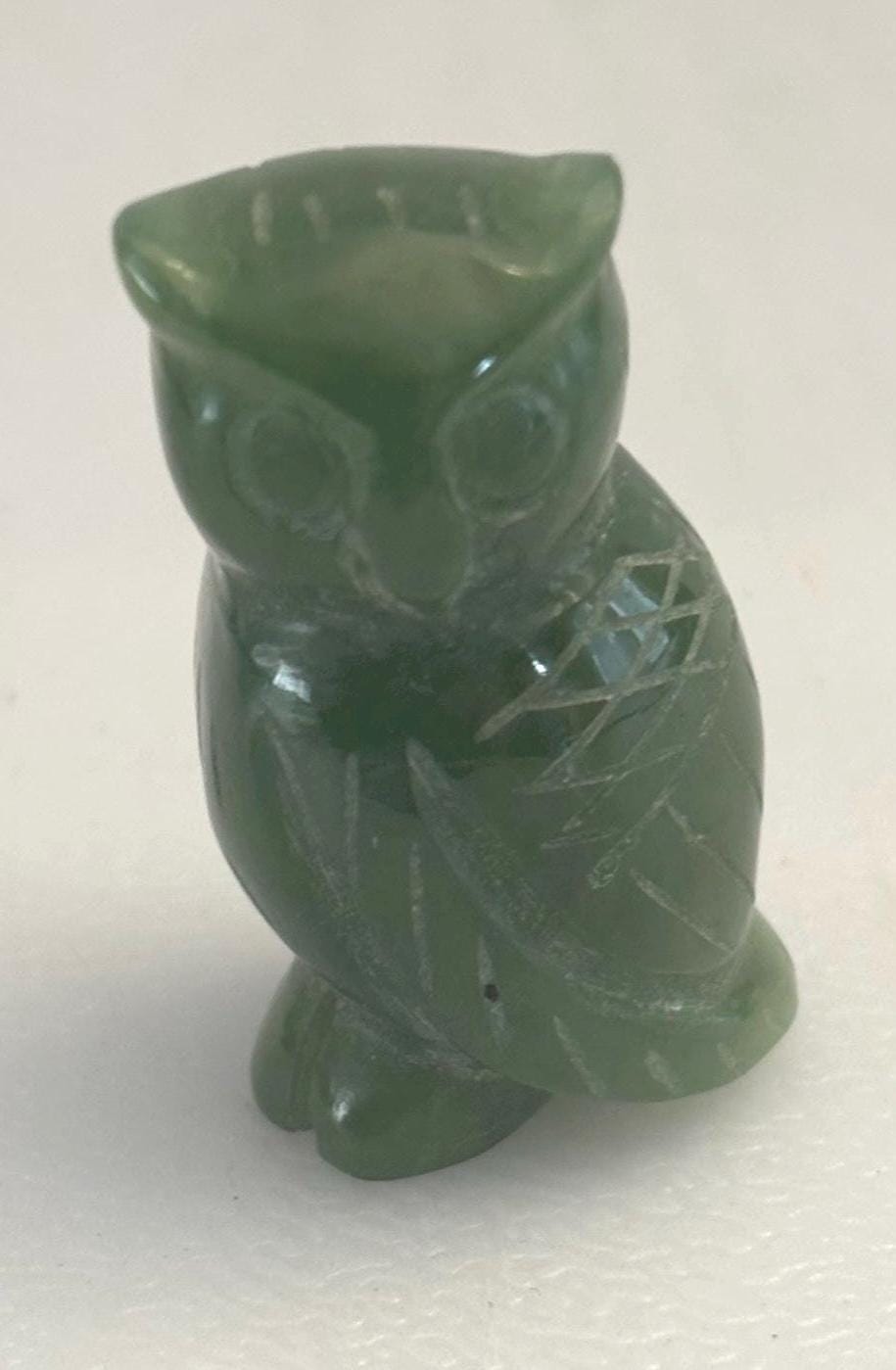 Vintage Carved Jade Great Horned Owl Jadeite Nephrite Owl Figurine Lover Antiques and Vintage
