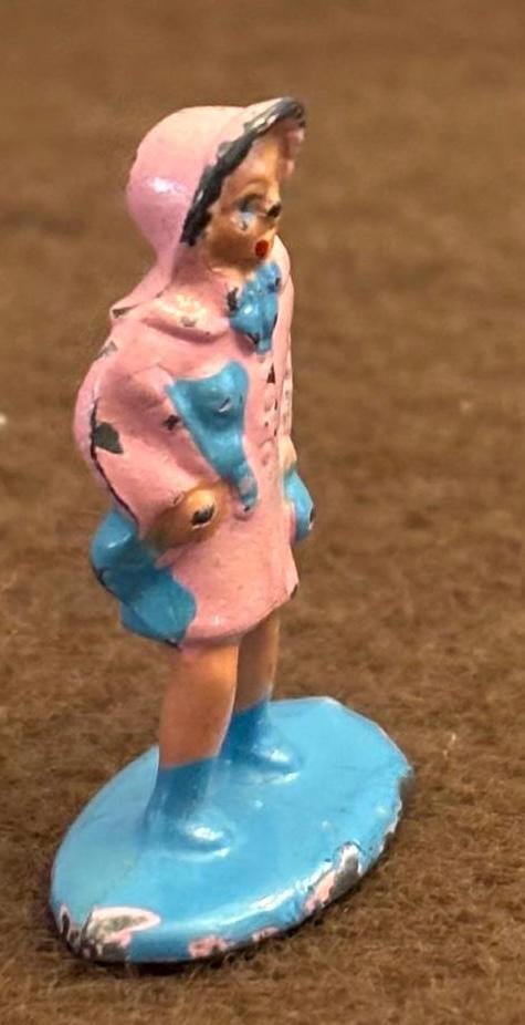 Vintage Barclay Lead Girl Figurine Lover Antiques and Vintage