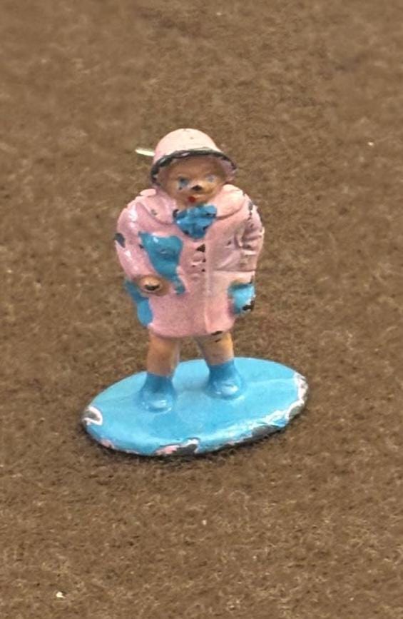 Vintage Barclay Lead Girl Figurine Lover Antiques and Vintage