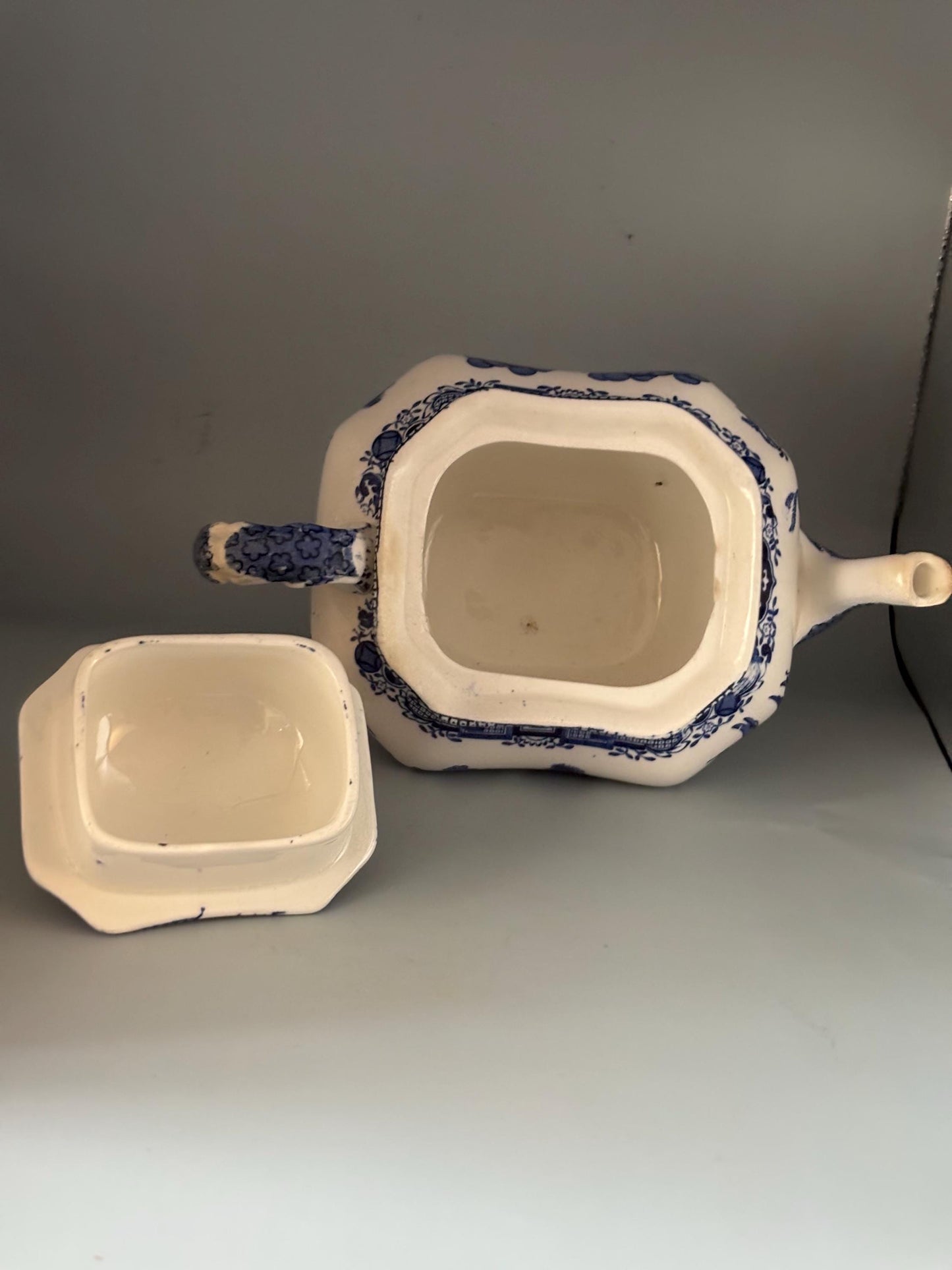 Antique Buffalo Teapot with Lid Blue & White Lover Antiques and Vintage