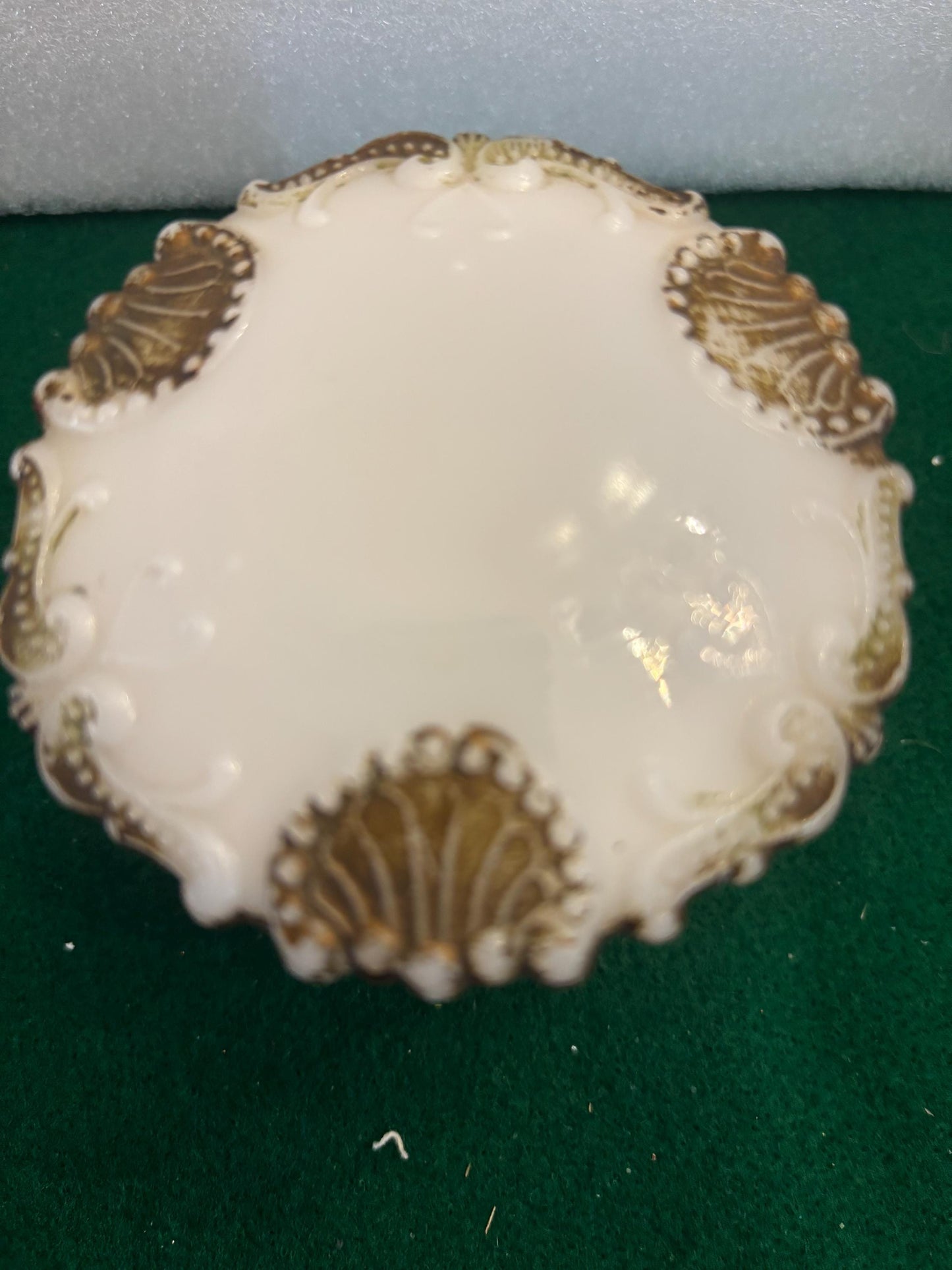 Antique Hand Painted Milk Glass Trinket Dish with Lid Lover Antiques and Vintage