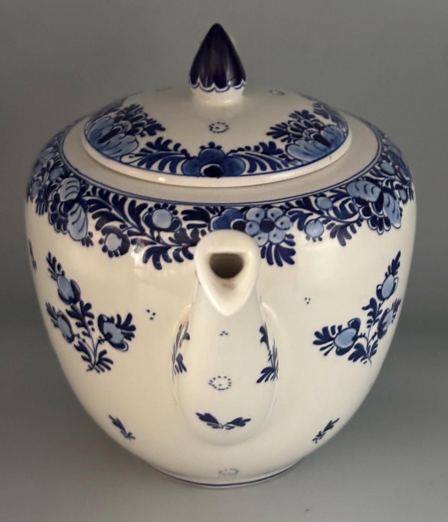 Antique Royal Delft Blue Teapot with Lid Hand Painted Blue & White Porcelain Lover Antiques and Vintage