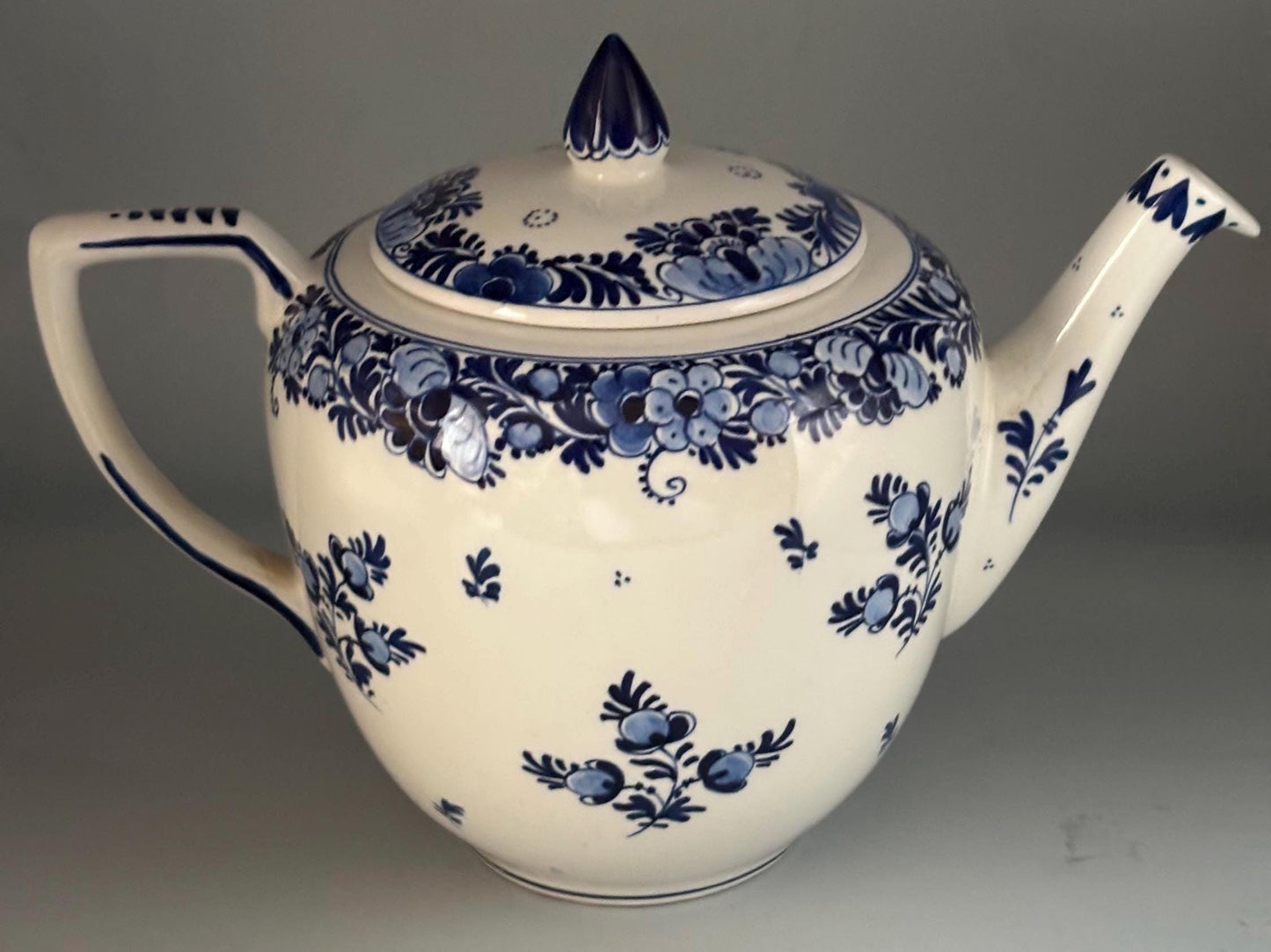 Antique Royal Delft Blue Teapot with Lid Hand Painted Blue & White Porcelain Lover Antiques and Vintage