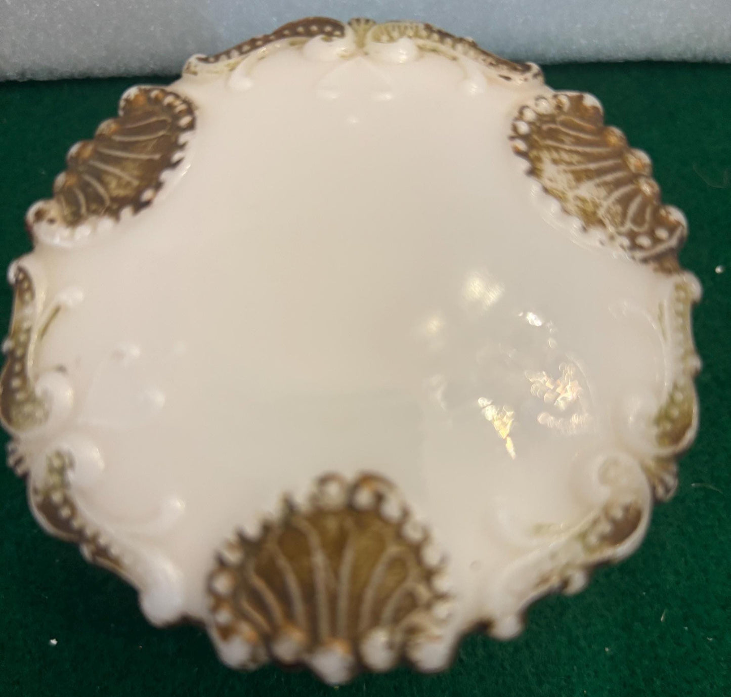 Antique Hand Painted Milk Glass Trinket Dish with Lid Lover Antiques and Vintage