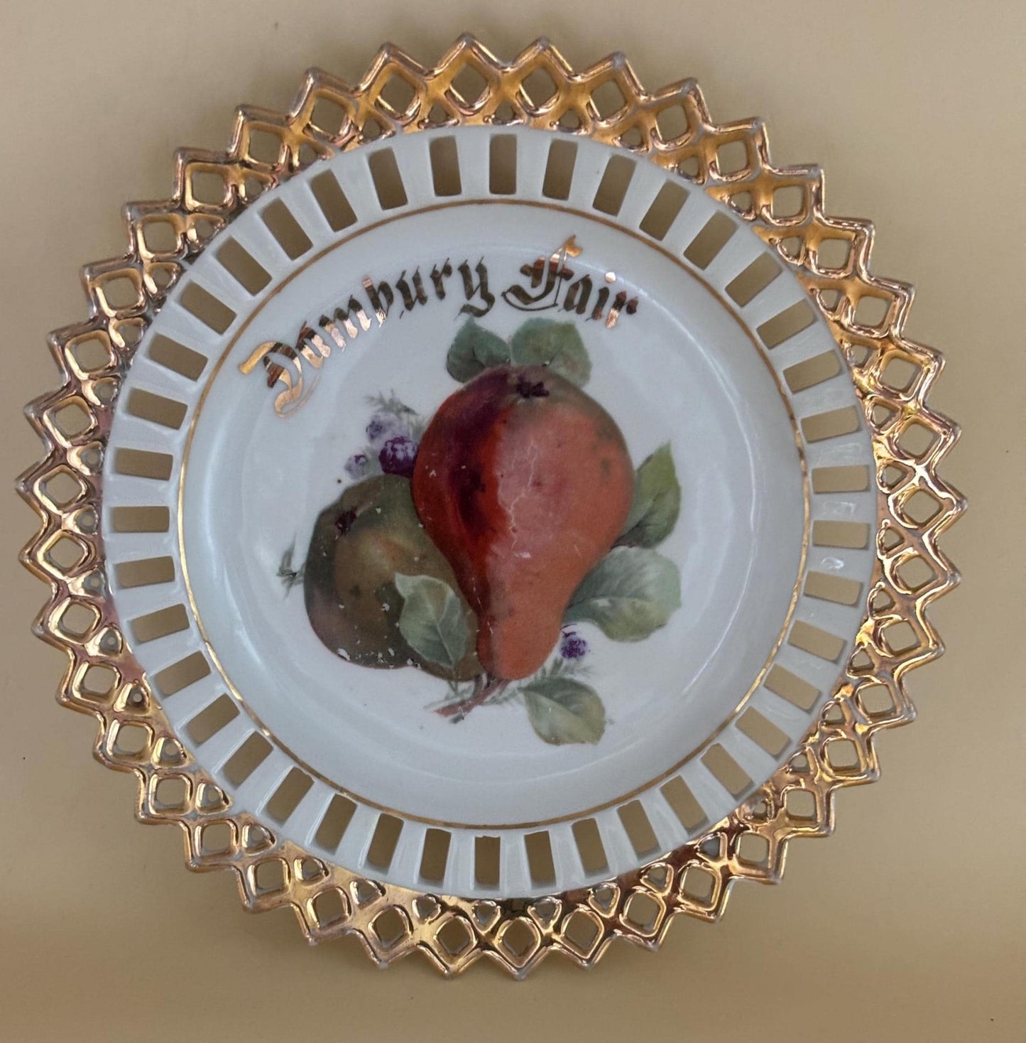 Vintage Danbury Fair Souvenir Reticulated Porcelain Plate Made in Germany Lover Antiques and Vintage