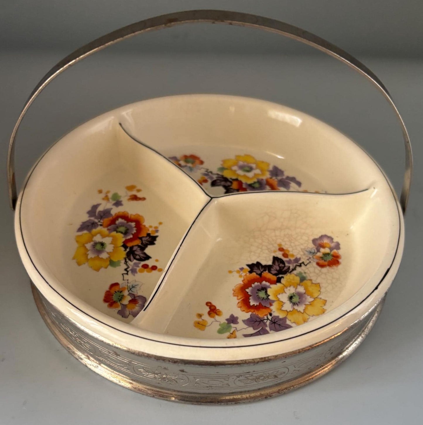 Vintage Hand Painted Divided Tray Caddy Made in Japan Lover Antiques and Vintage