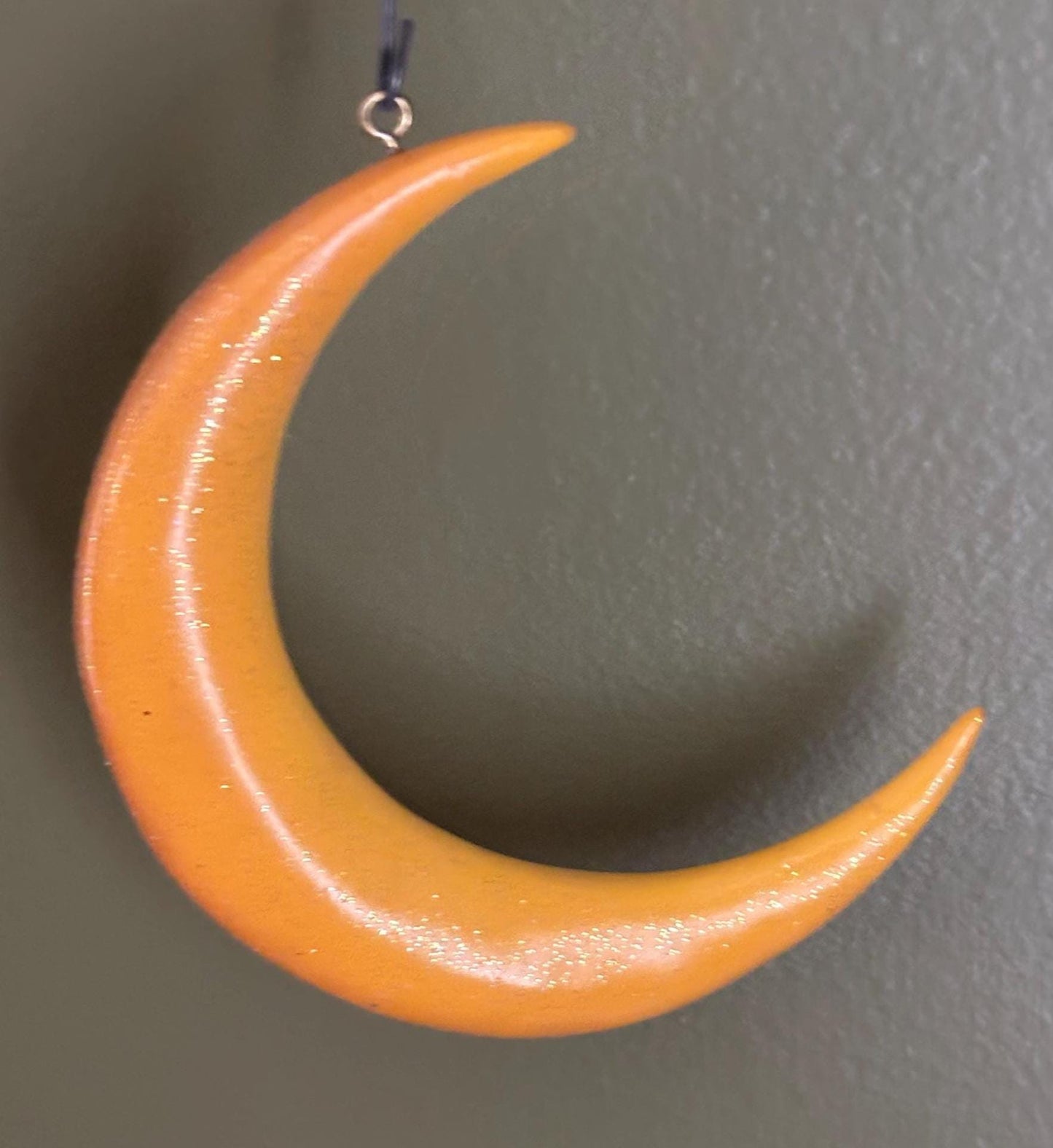 Vintage Resin Moon Ornament Signed Stouffer Crescent Moon Art Lover Antiques and Vintage
