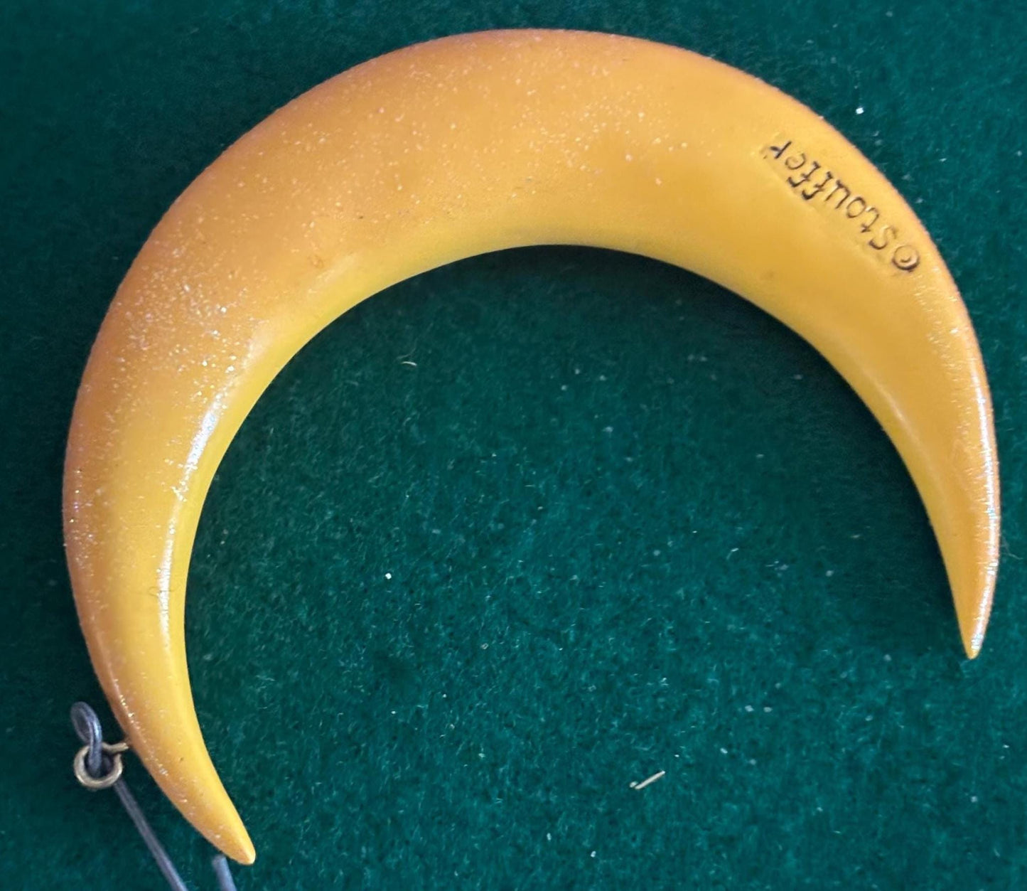 Vintage Resin Moon Ornament Signed Stouffer Crescent Moon Art Lover Antiques and Vintage