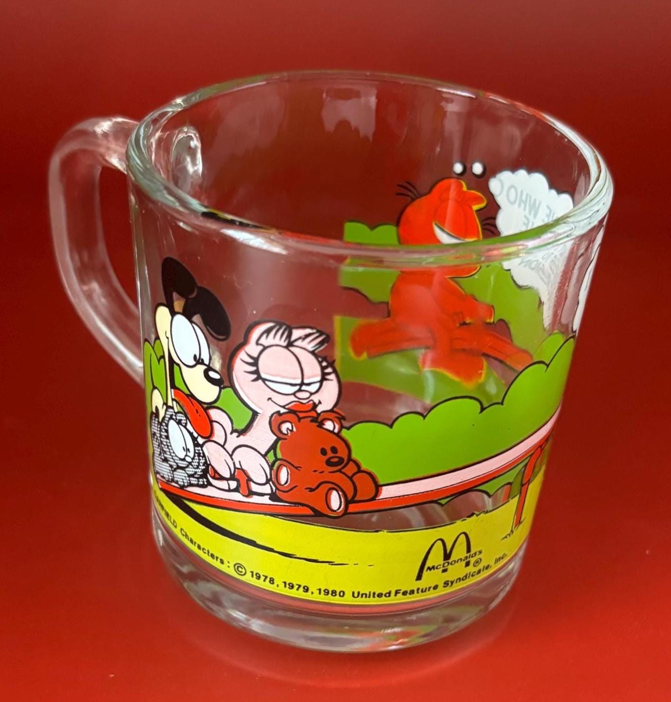 Vintage Garfield the Cat Glass Mug Collectible Lover Antiques and Vintage