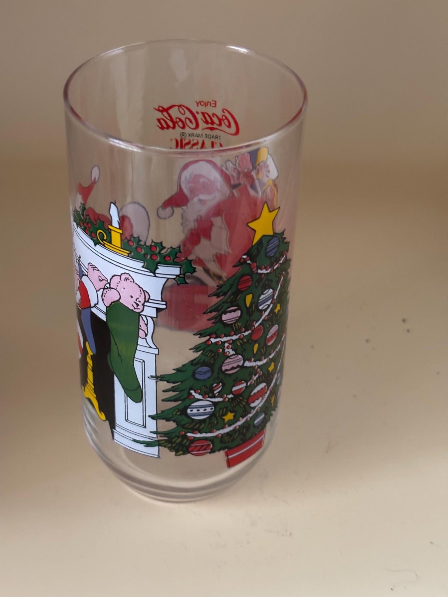 Vintage Santa Glass Coca Cola Cup Lover Antiques and Vintage