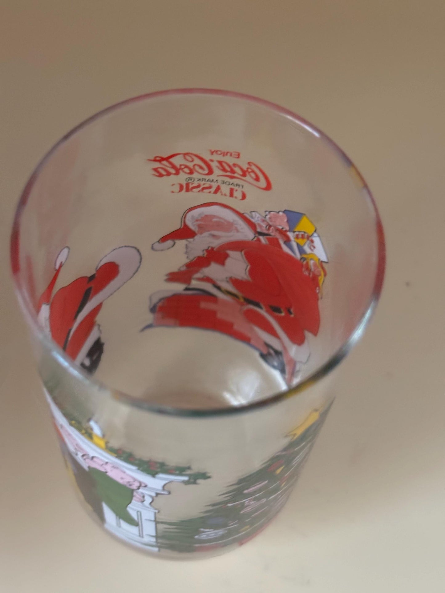 Vintage Santa Glass Coca Cola Cup Lover Antiques and Vintage