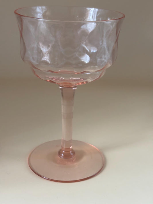 Pink Depression Champagne Glass Wine Glass Lover Antiques and Vintage