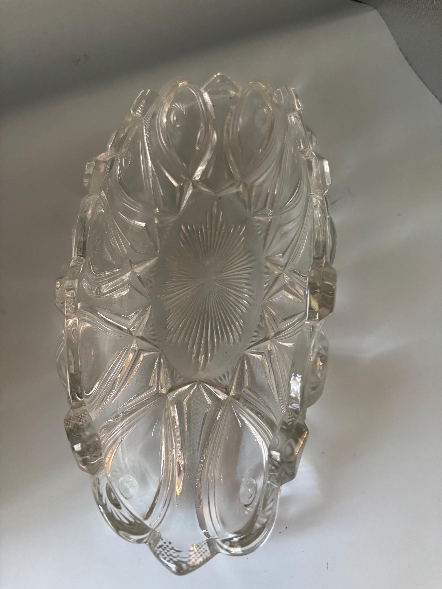 Vintage Clear Cut Glass Oval Crystal Dish, Container, Figurine, Sugar Dish, Toothpick Holder, Glass Art Lover Antiques and Vintage