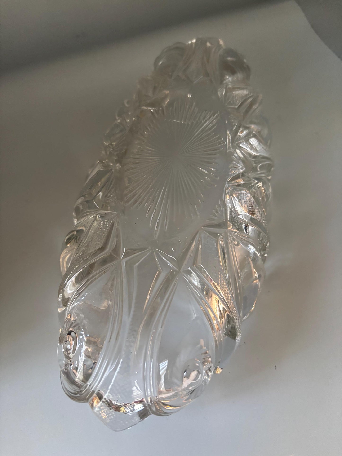 Vintage Clear Cut Glass Oval Crystal Dish, Container, Figurine, Sugar Dish, Toothpick Holder, Glass Art Lover Antiques and Vintage