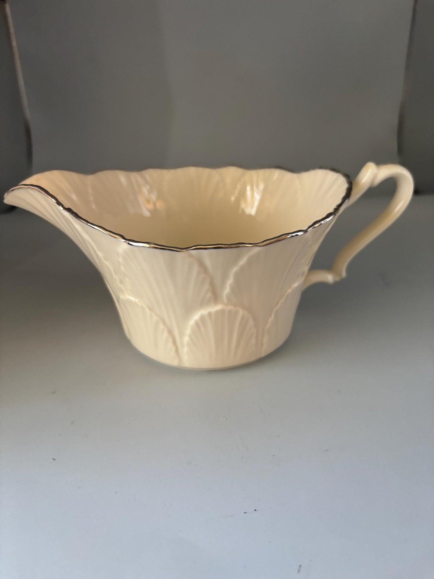 Vintage Lenox Gravy Boat with Platinum Silver Edge Opal Innocence Dinnerware Collection Bone China Lover Antiques and Vintage
