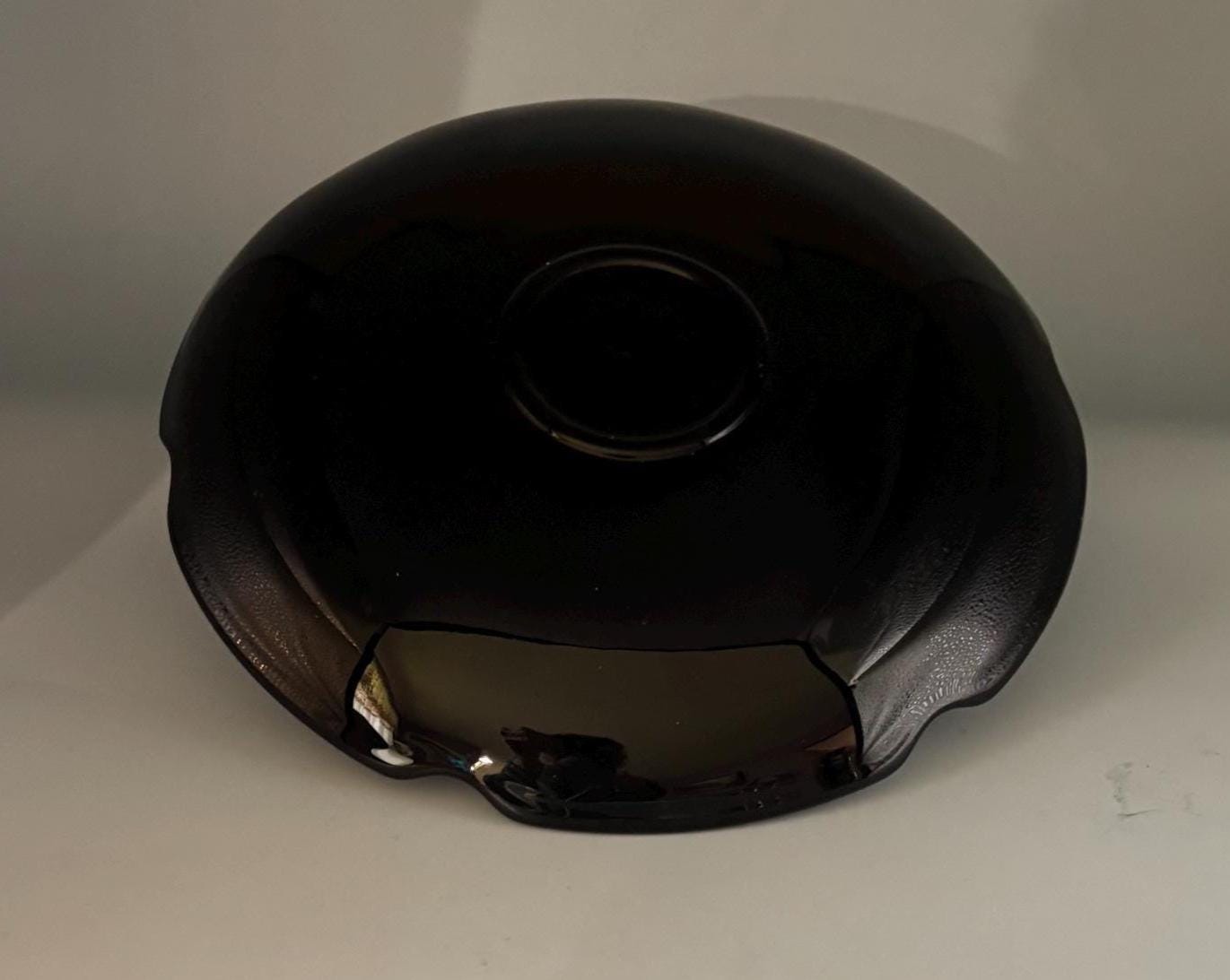 LE Smith Mt Pleasant Black Amethyst Glass Candy Dish with Heart Shaped Handle Lover Antiques and Vintage