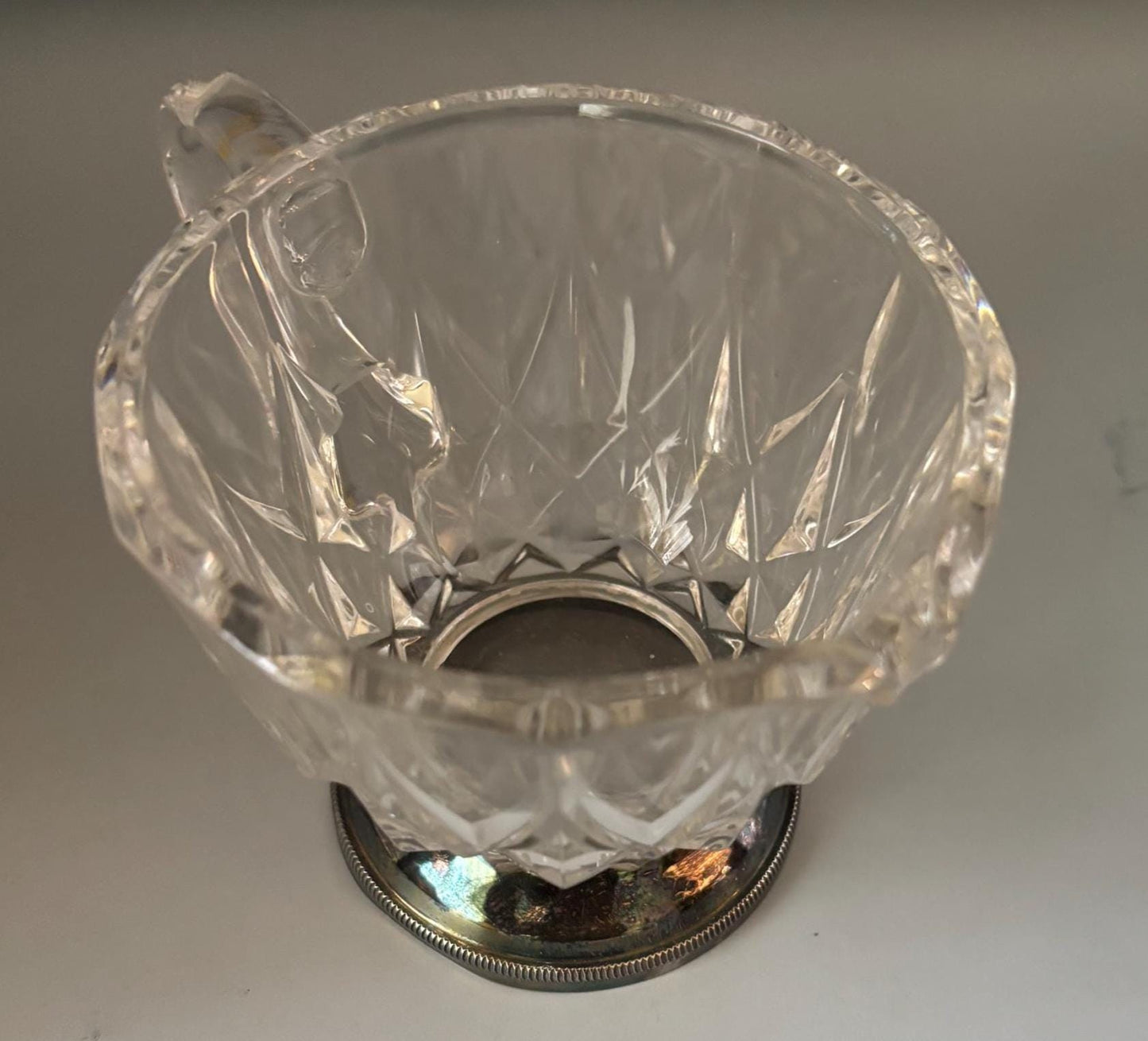 Vintage Val Lambert Glass and Silver Creamer Lover Antiques and Vintage
