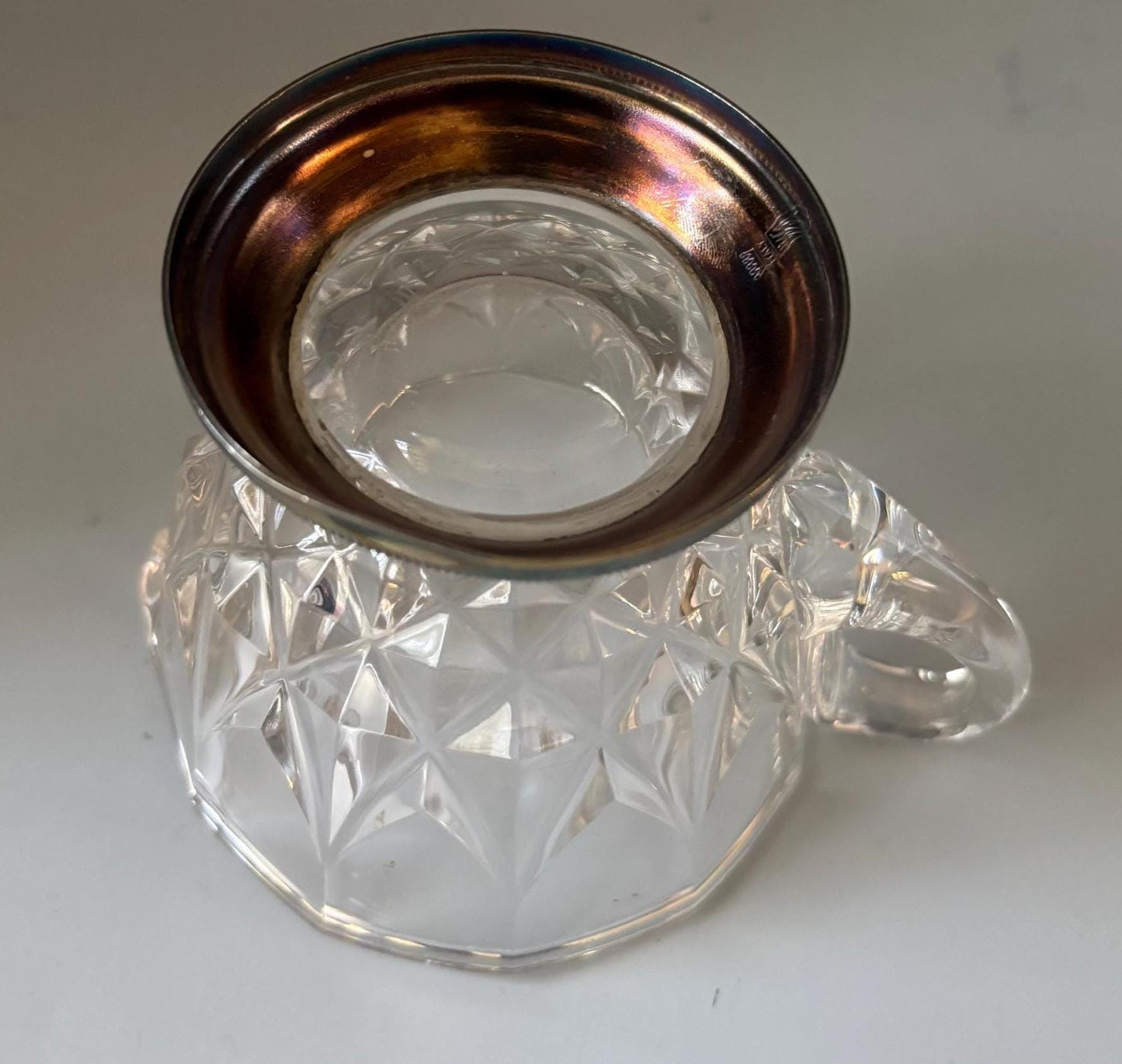 Vintage Val Lambert Glass and Silver Creamer Lover Antiques and Vintage