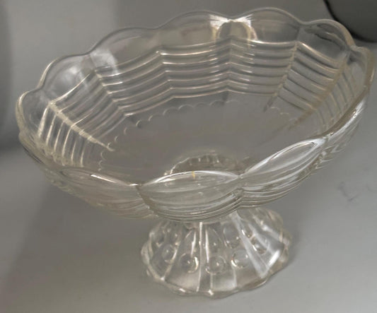 Vintage Anchor Hocking Glass Compote with Scalloped Draped Design Lover Antiques and Vintage