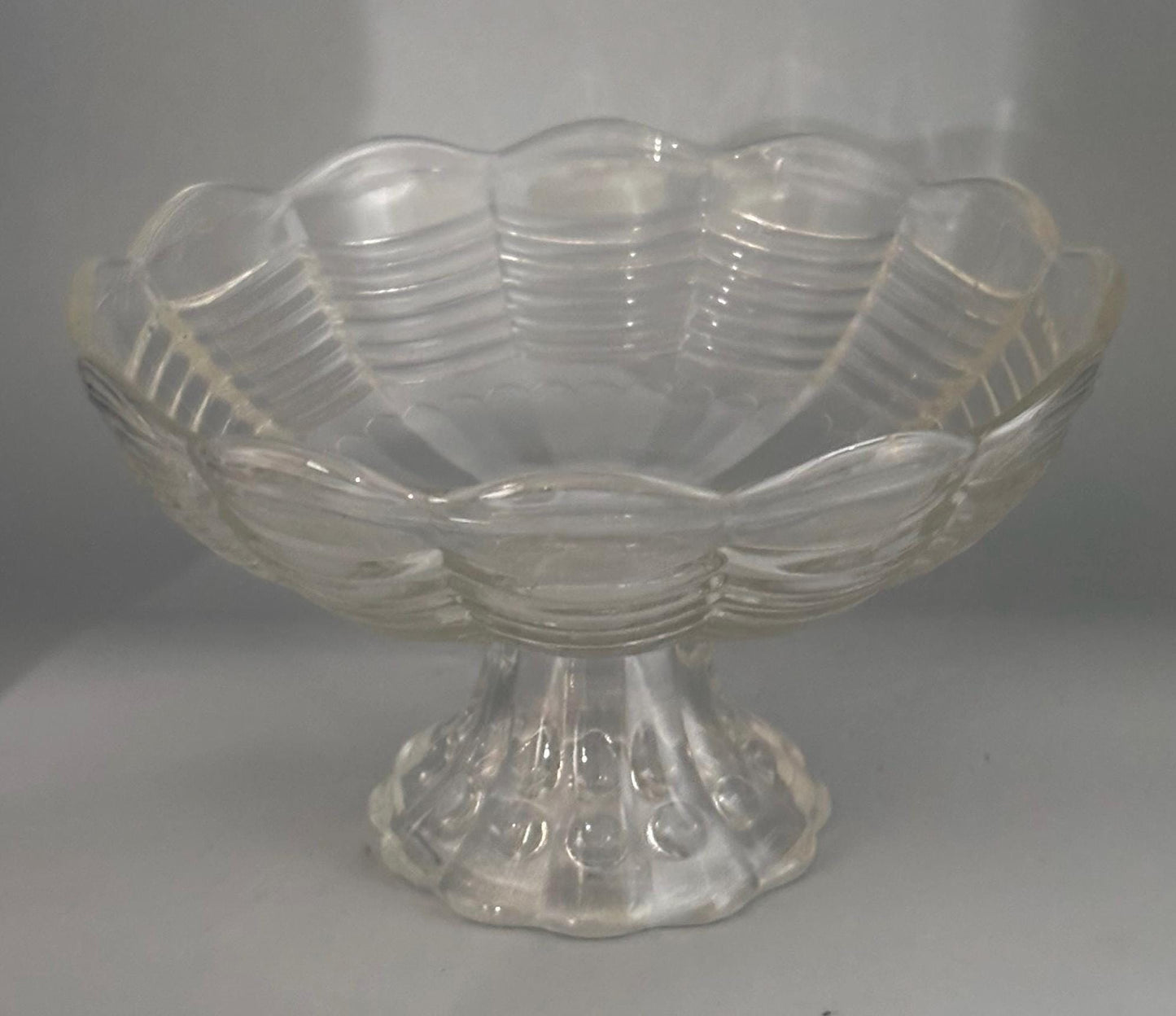 Vintage Anchor Hocking Glass Compote with Scalloped Draped Design Lover Antiques and Vintage