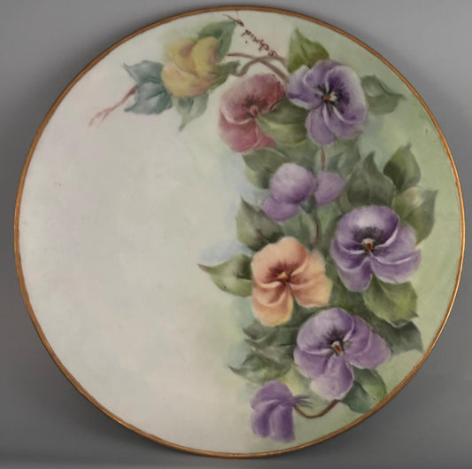 Hutschenreuther Selb Bavaria Germany Hand Painted Artist Signed Floral Plate with Gold Rim Lover Antiques and Vintage