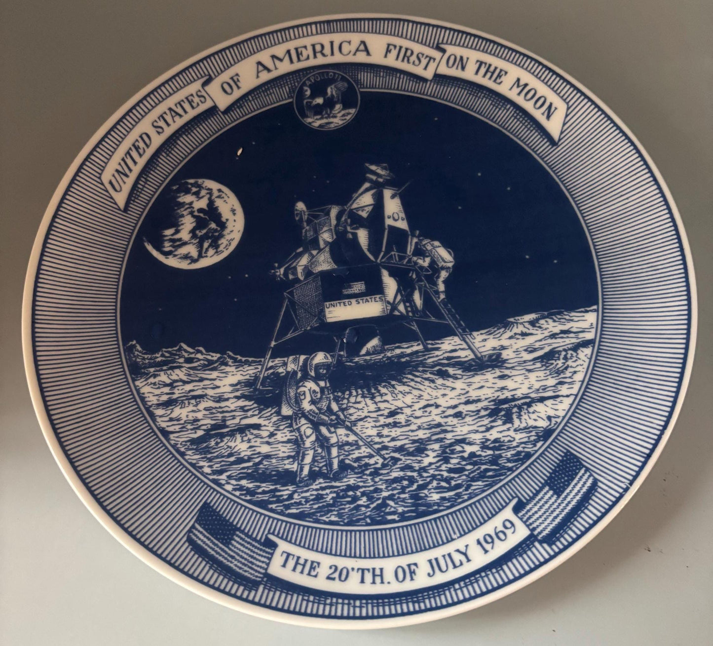Vintage Lund & Clausen Plate Copenhagen Denmark First on the Moon Lover Antiques and Vintage