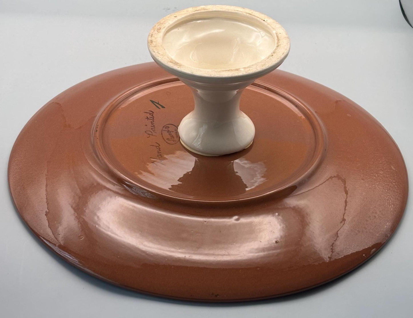 Stangl Pottery Cake Stand Fruit Design Potteries from Trenton, NJ Hand Painted Large Plate Lover Antiques Vintage
