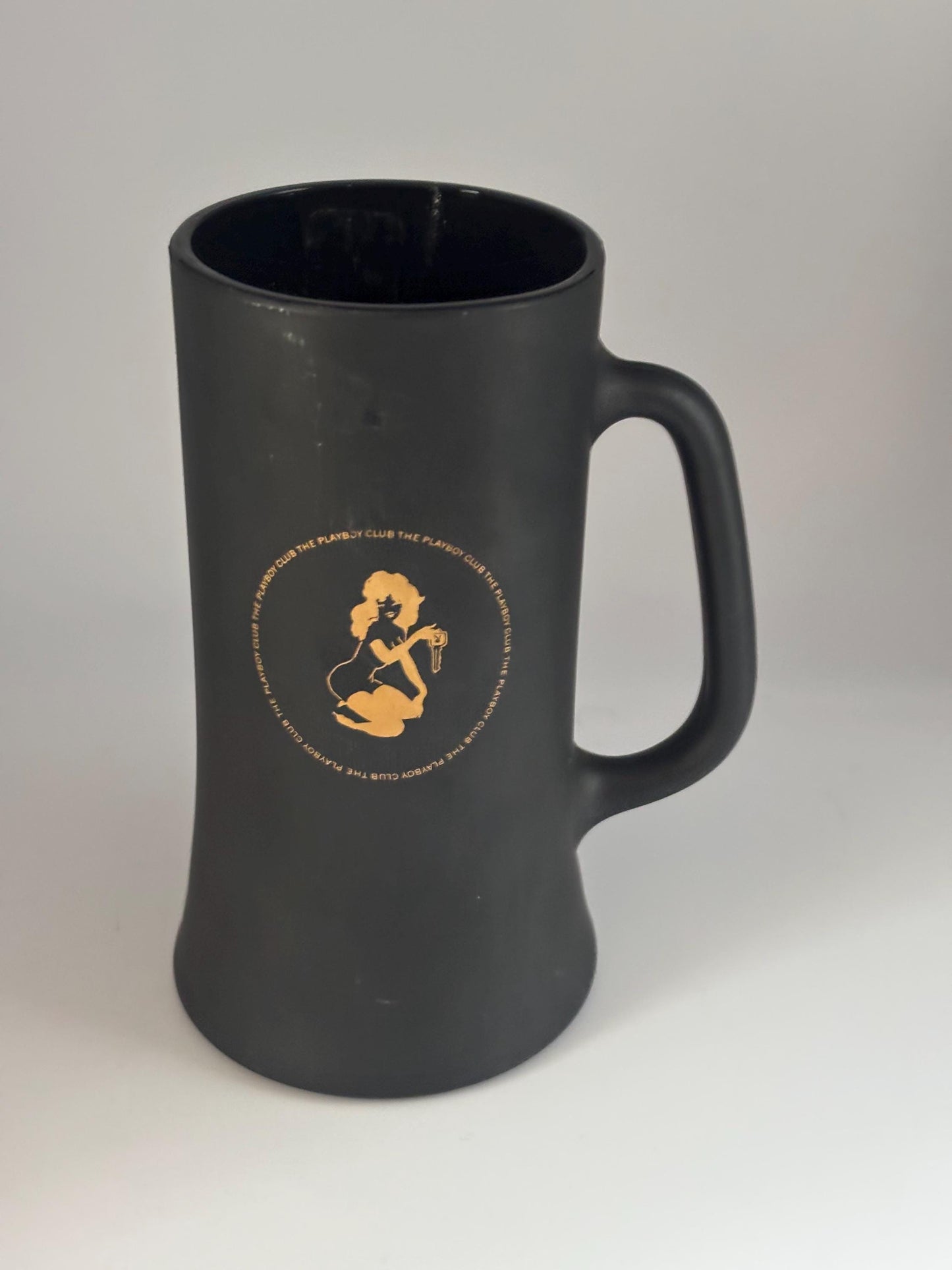 Vintage Playboy Stein Tall Clay Cup Beer Mug with Playboy Bunny Charcoal Matte Look Lover Antiques and Vintage