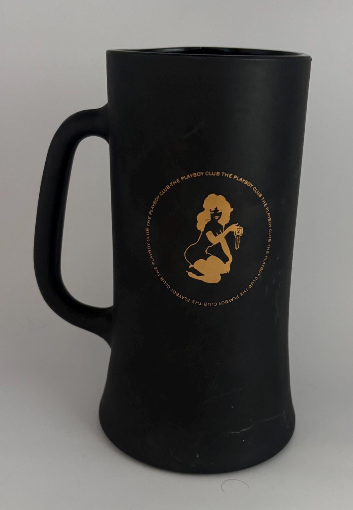 Vintage Playboy Stein Tall Clay Cup Beer Mug with Playboy Bunny Charcoal Matte Look Lover Antiques and Vintage