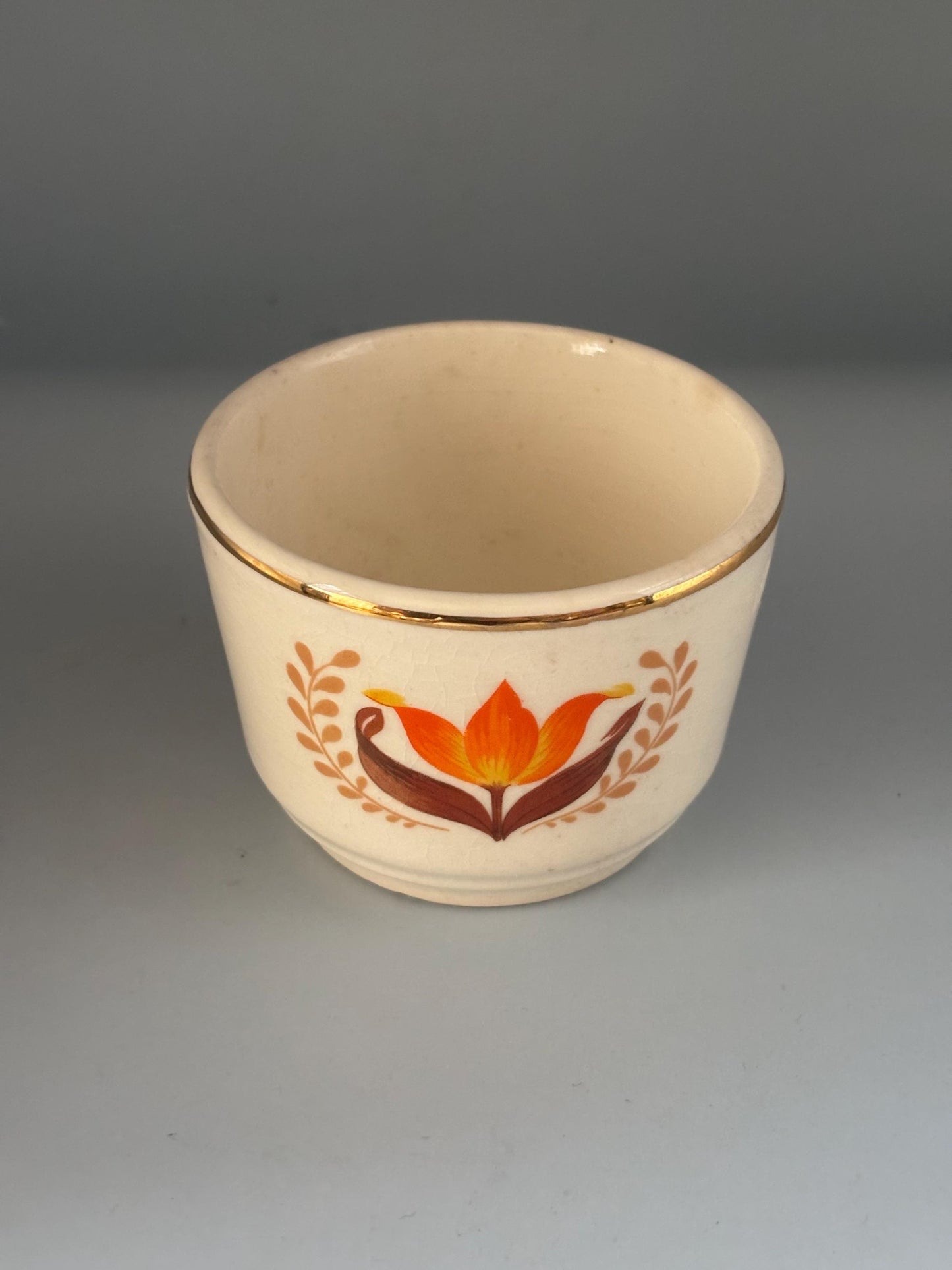 Harker Tulip Bakelite Custard Cup 22K Gold Rim Lover Antiques Vintage