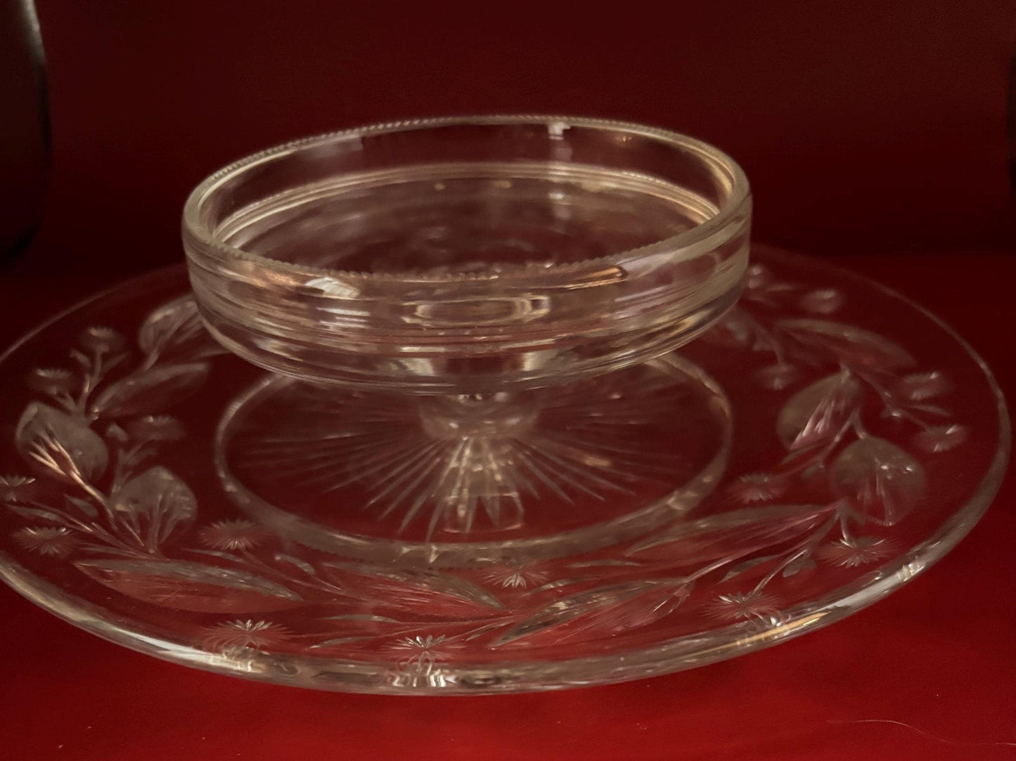 Antique Brilliant Period Crystal Cut Glass Chip & Dip Tray Circa 1900 Lover Antiques and Vintage