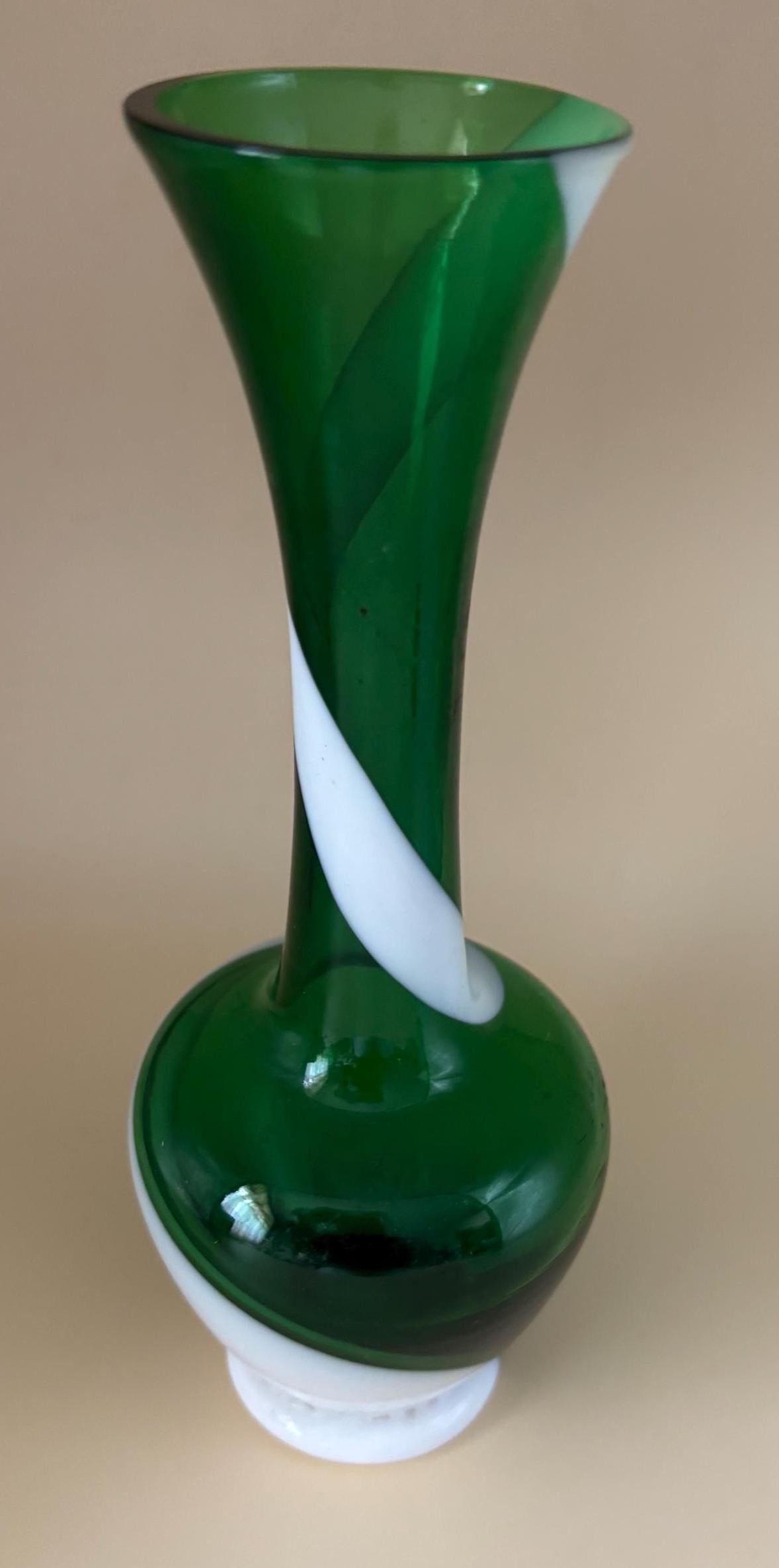 Vintage Emerald Green Slag Glass Vase Spiral Glass Art Lover Antiques and Vintage
