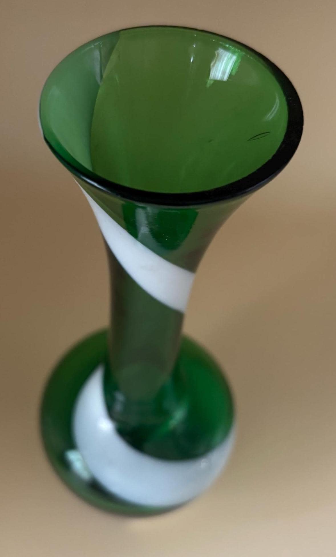 Vintage Emerald Green Slag Glass Vase Spiral Glass Art Lover Antiques and Vintage