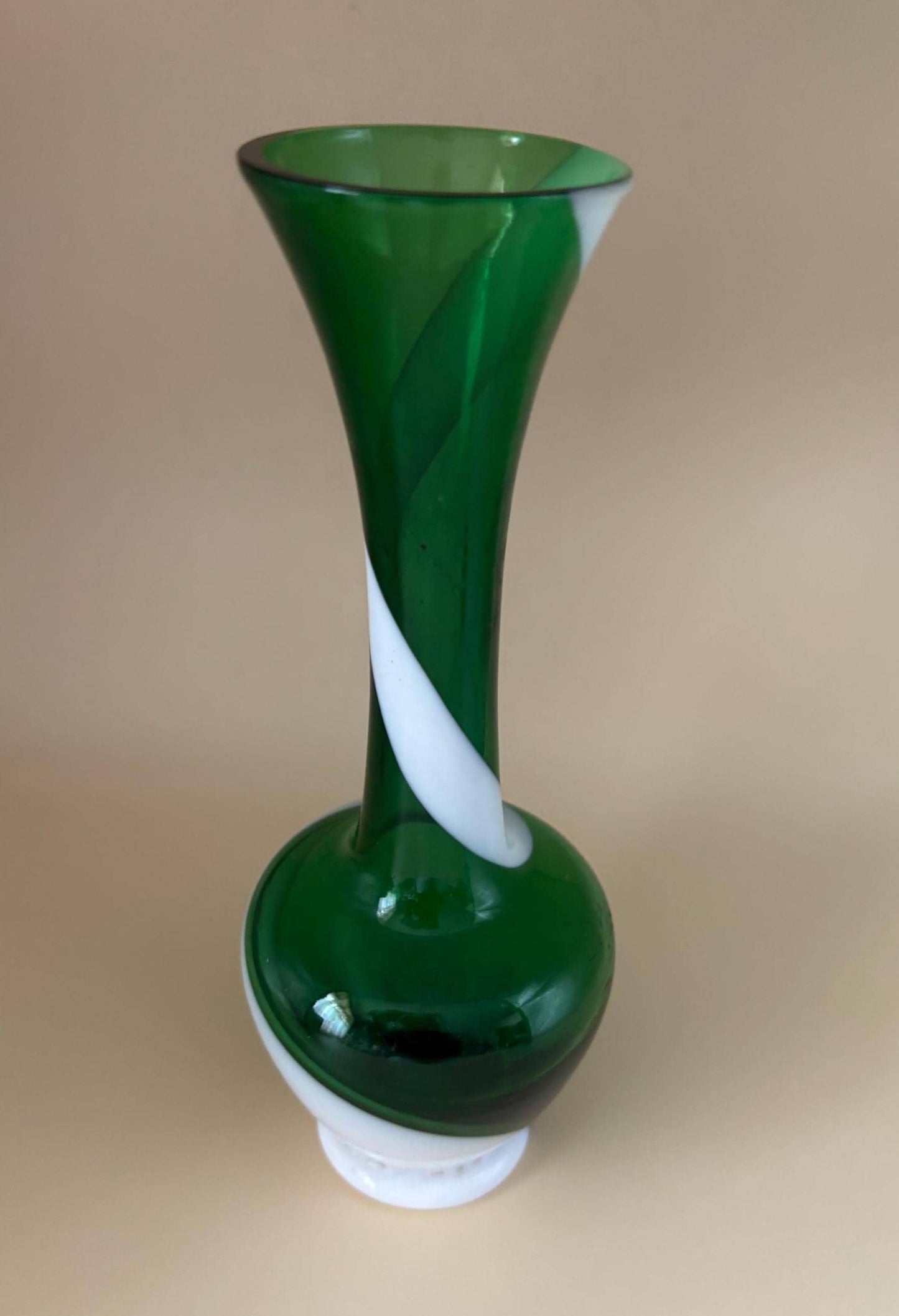 Vintage Emerald Green Slag Glass Vase Spiral Glass Art Lover Antiques and Vintage