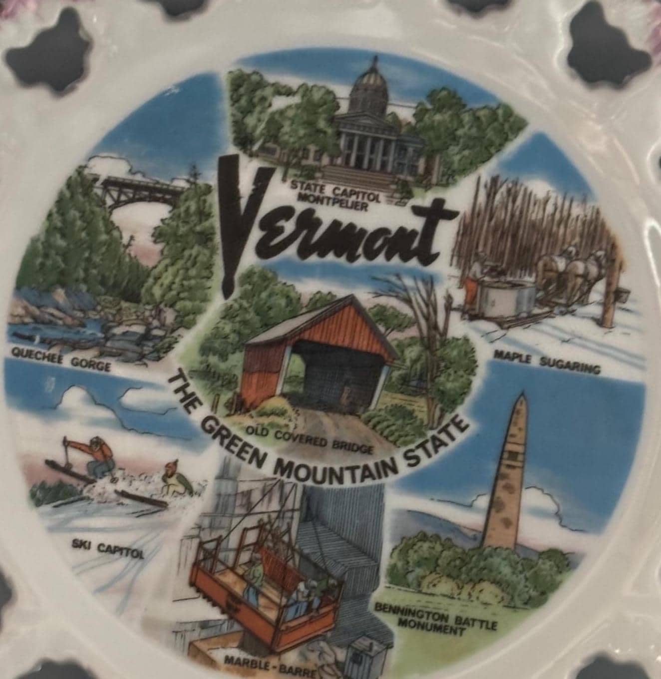 Vintage Vermont Plate The Green Mountain State Commemorative Plate by Nanco Lover Antiques and Vintage