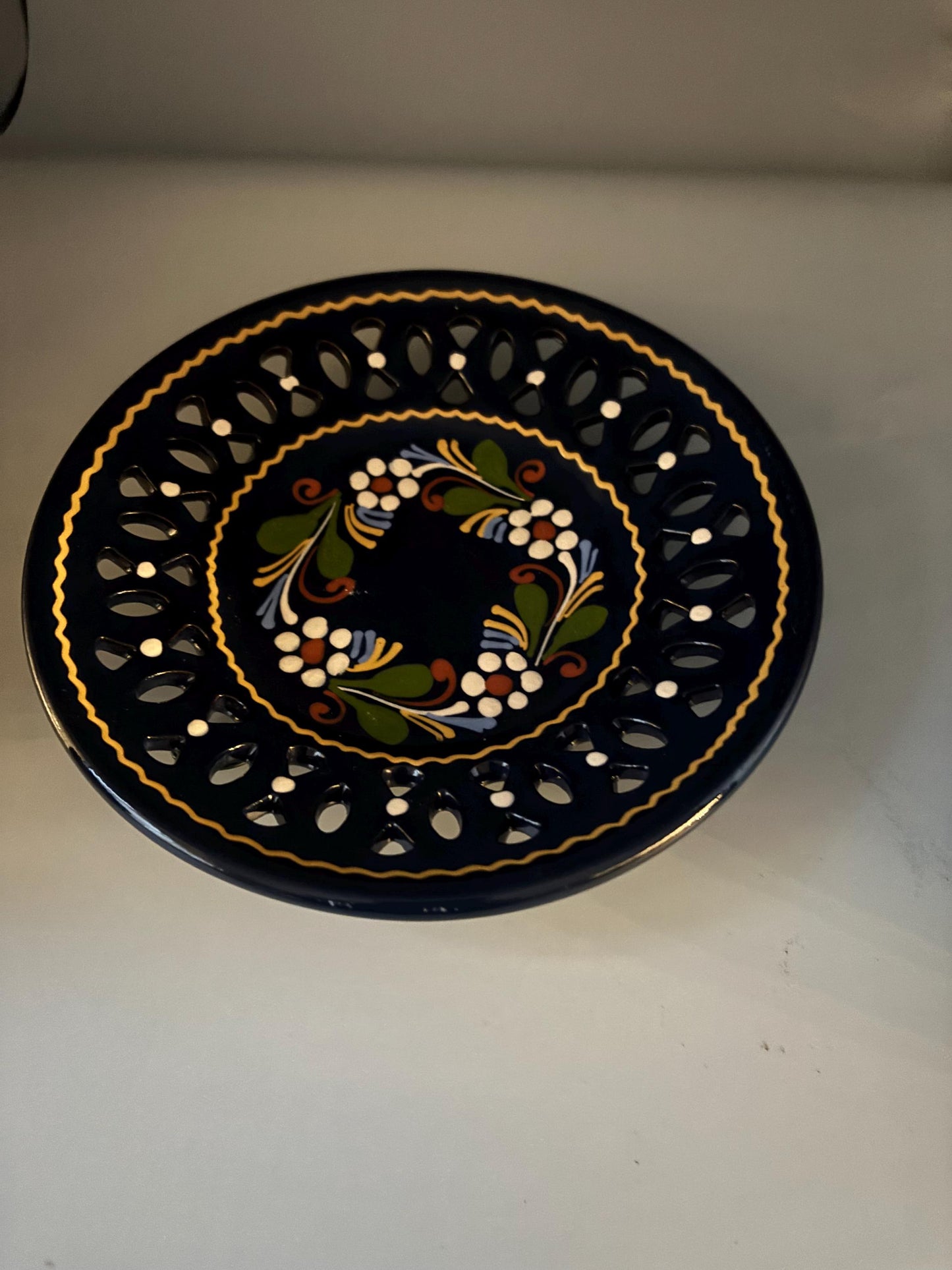 Antique Hodmezovasarhely Hungarian Ceramic Plate with a Floral Folk Design Scalloped Edges Number 4 Lover Antiques and Vintage