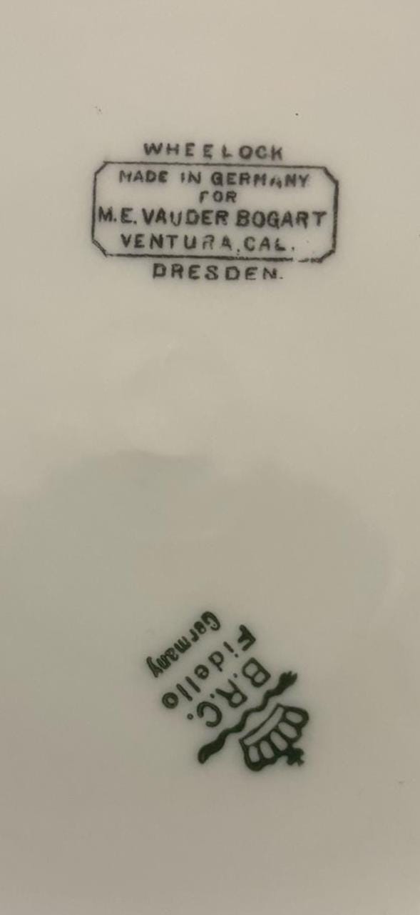 Antique Wheelock Plate ME Vauder Bogart Souvenir BRC Fidello Germany San Buena Ventura Mission Founded 1787 Lover Antiques and Vintage