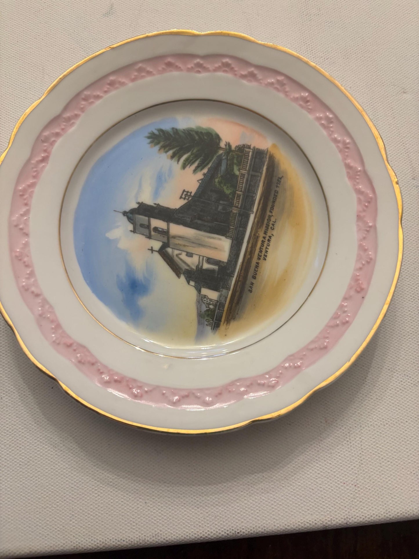 Antique Wheelock Plate ME Vauder Bogart Souvenir BRC Fidello Germany San Buena Ventura Mission Founded 1787 Lover Antiques and Vintage