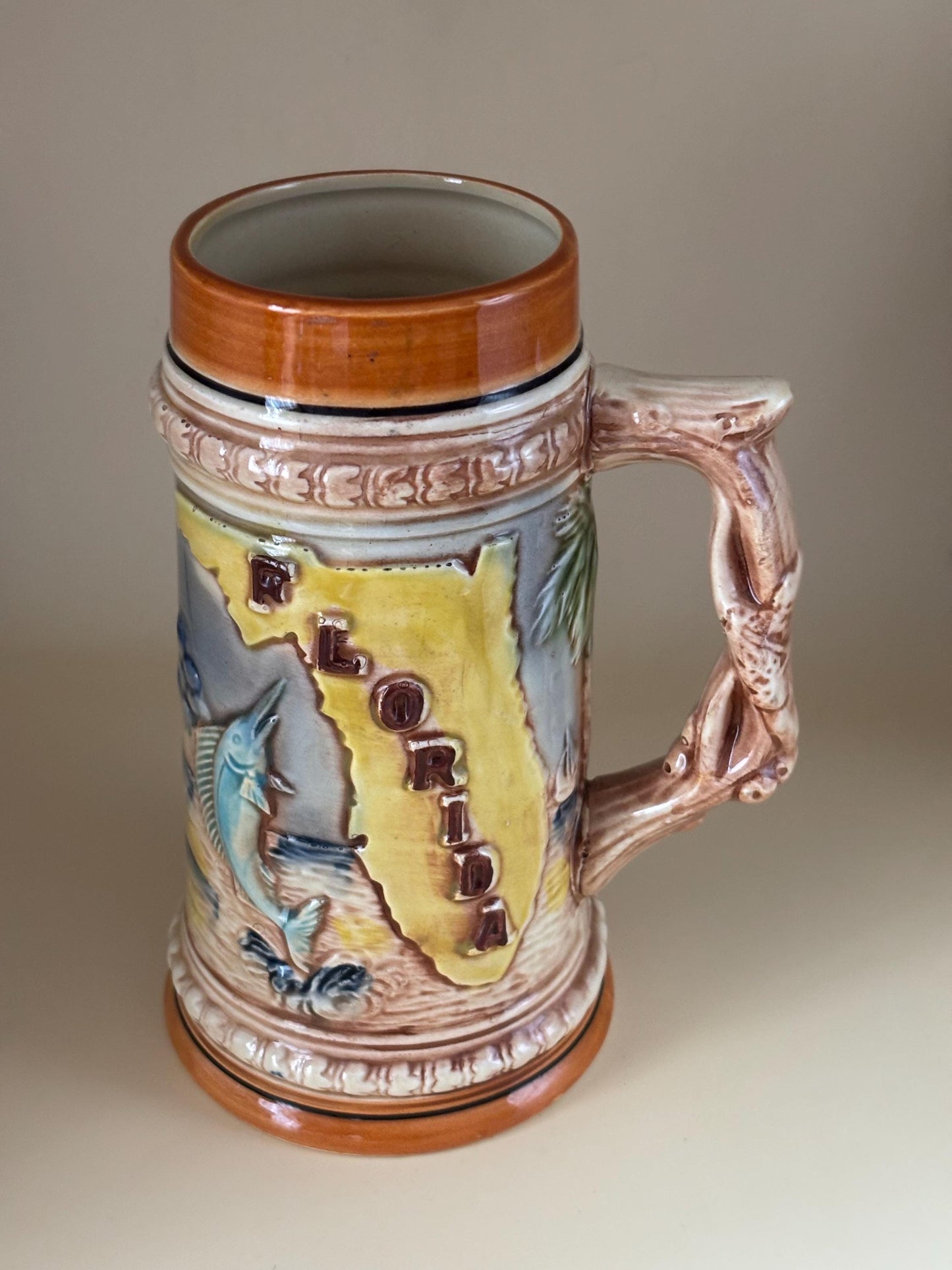 Vintage Florida Beer Stein Mug Souvenir Cup Lover Antiques and Vintage