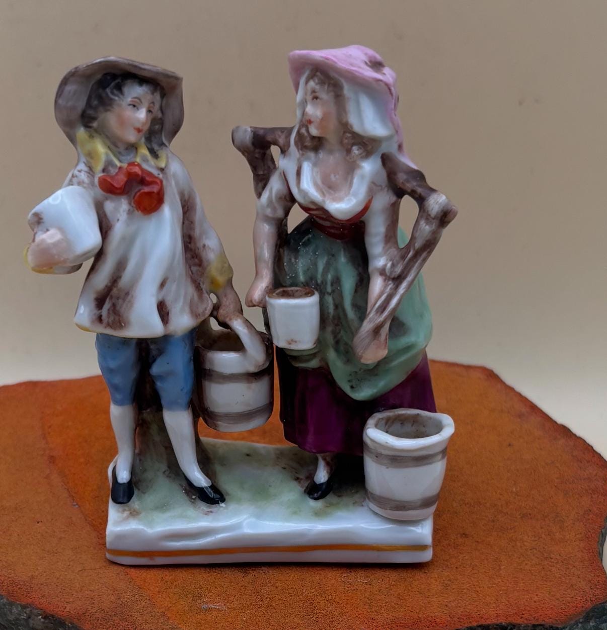 Antique AJ Uffrecht Porcelain Bisque Boy & Girl with Pails Figurine Lover Antiques and Vintage