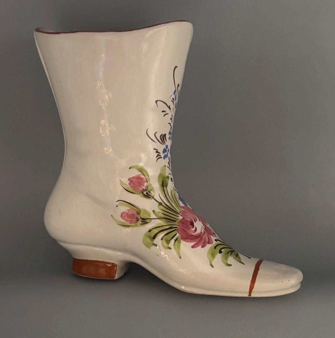 Vintage Porcelain Lace Up Boot Shoe Princess Slipper Lover Antiques and Vintage