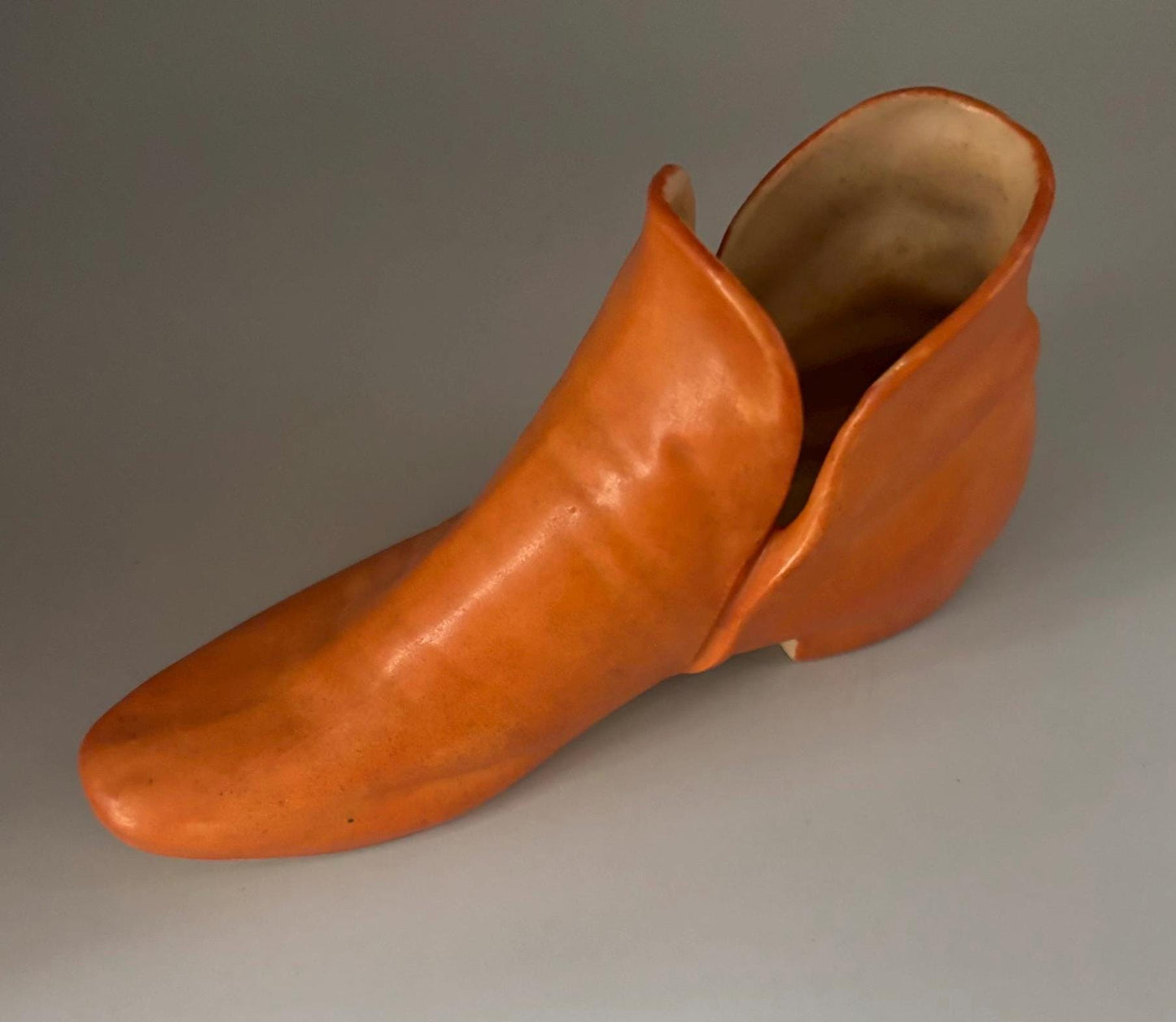 Vintage Ceramic Orange Cowboy Boot Shoe Lover Antiques and Vintage