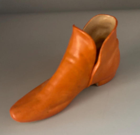 Vintage Ceramic Orange Cowboy Boot Shoe Lover Antiques and Vintage