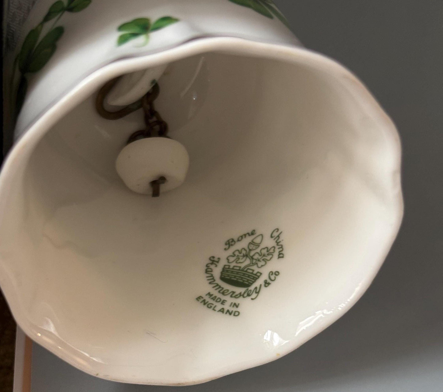 Vintage Shamrock Bell by Hammersley & Co. Bone China Made in England Lover Antiques and Vintage