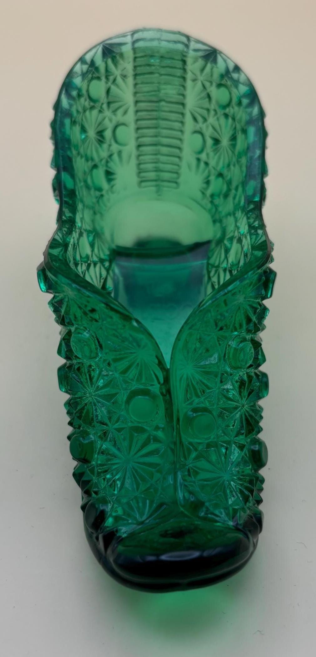 Vintage Emerald Green Glass Shoe Choose A Slipper Lover Antiques and Vintage