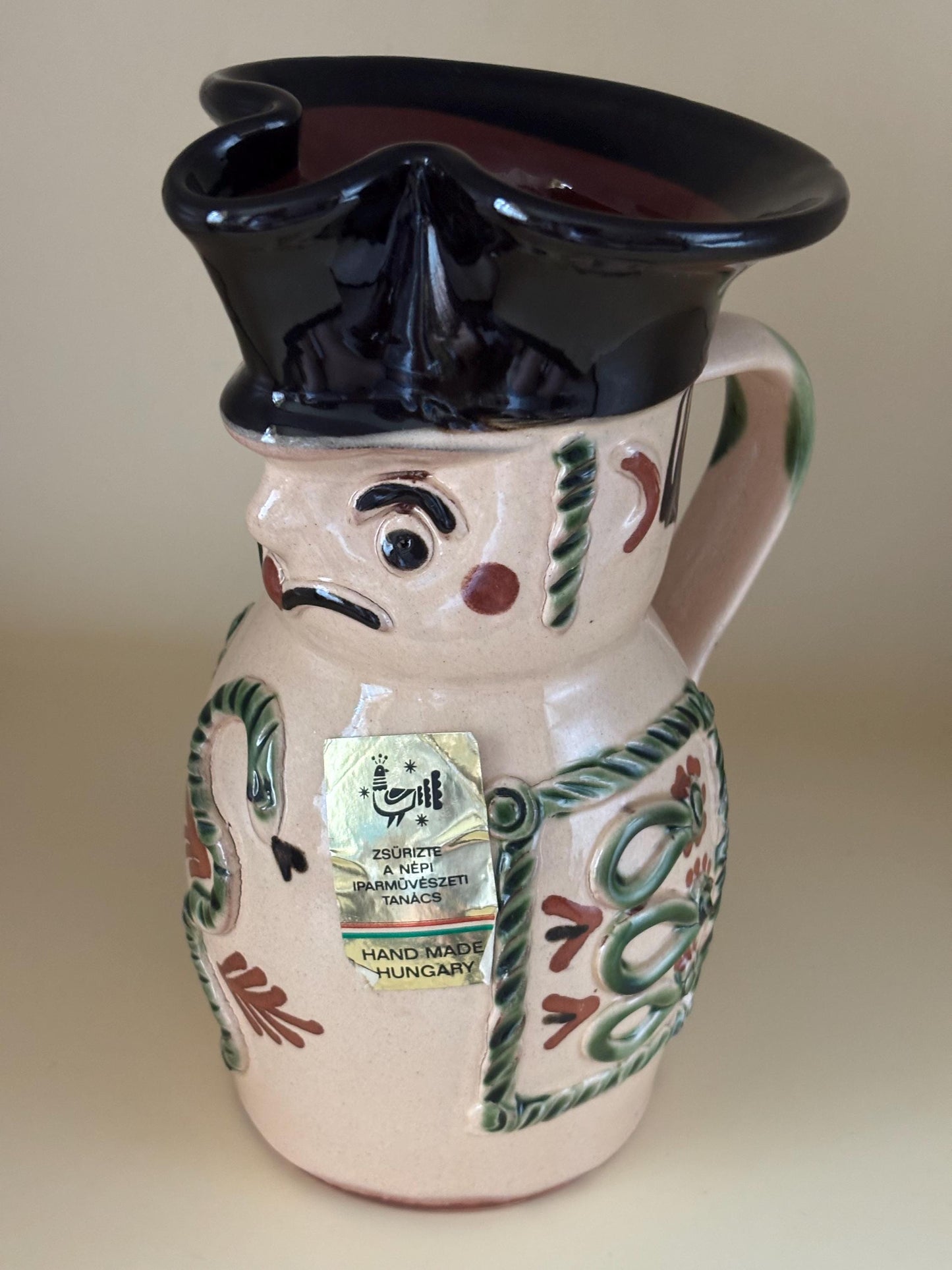 Vintage Hungarian Miska Soldier Jug Traditional Wine Vessel Pitcher Lover Antiques Vintage